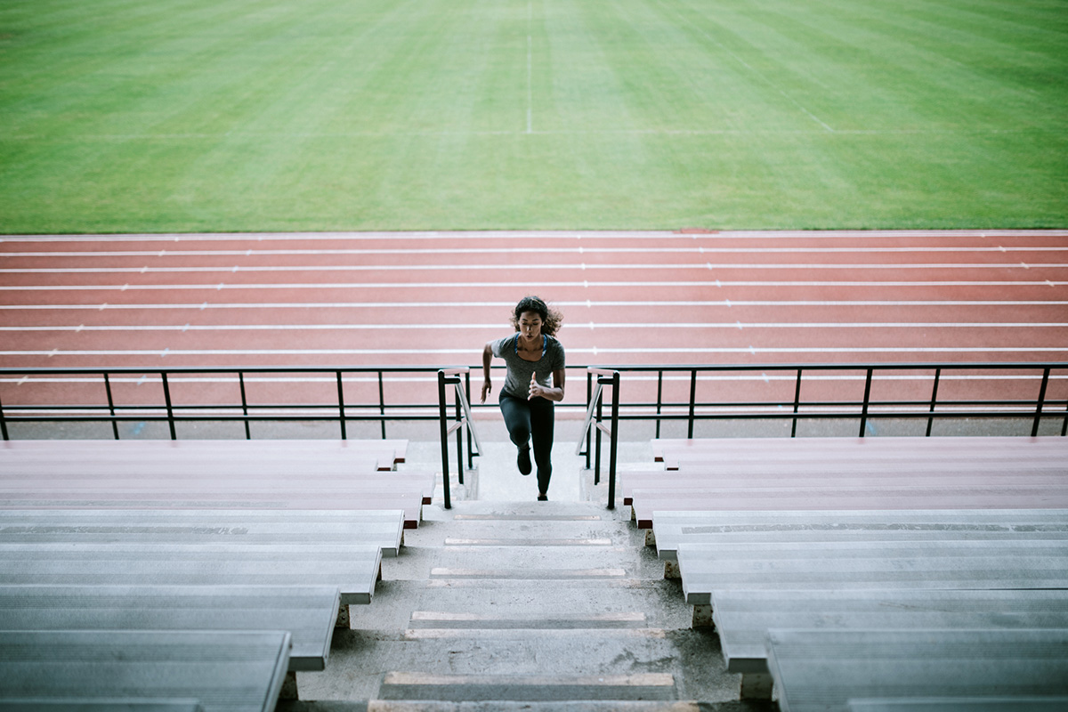 training for kili on stadium stairs