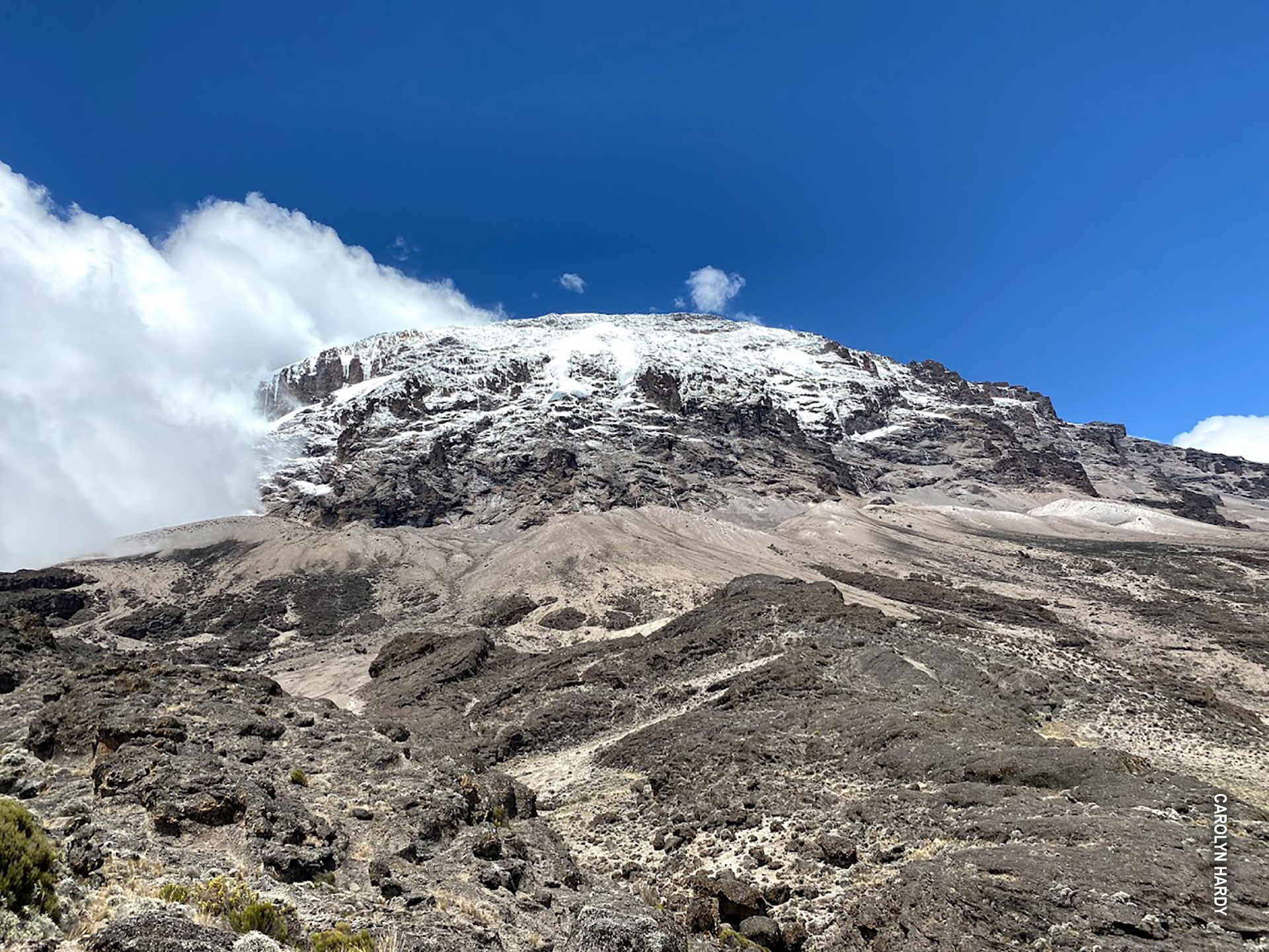 view of kibo from alpine desert zone on kilimanjaro